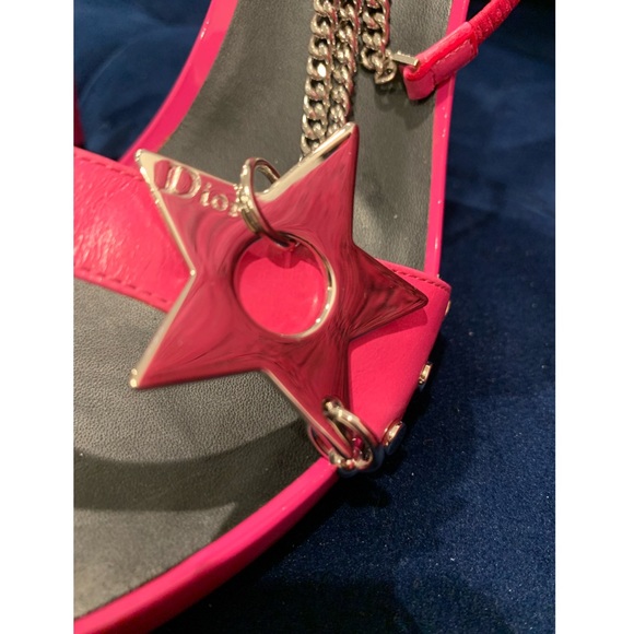 NIB Authentic Vintage Fuchsia Pink Christian DIOR Star Charm Sandal sz 36.5 - Picture 5 of 12